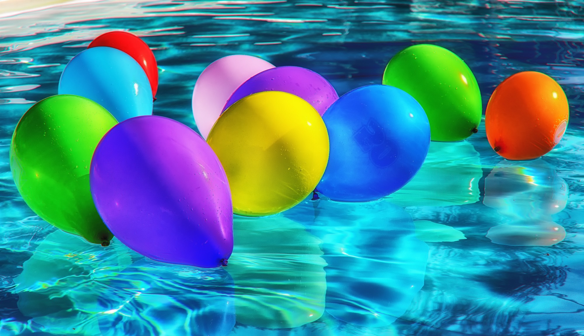 party balloons in pool